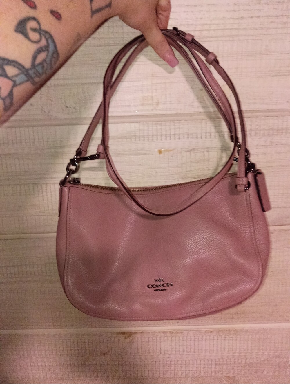 Coach Dusty Rose Pebbled Leather Shoulder Bag